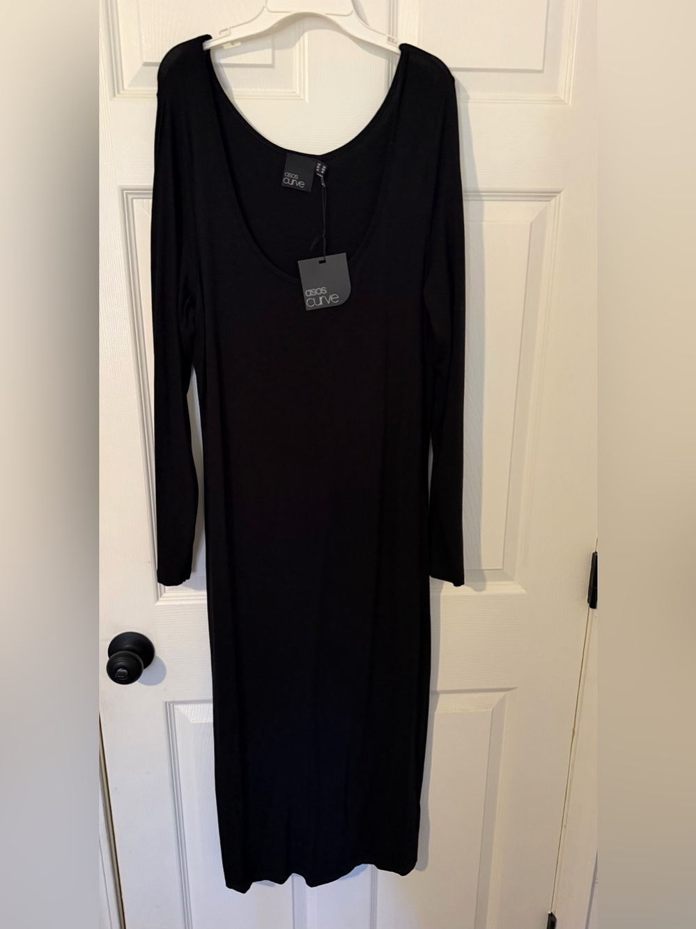 ASOS Curve Black Long Sleeve Scoop Neck Maxi Dress